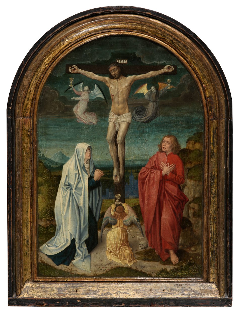 Kalvárie: Kristus na kříži mezi Svatou Pannou a svatým Janem (olej na desce) od Netherlandish School
