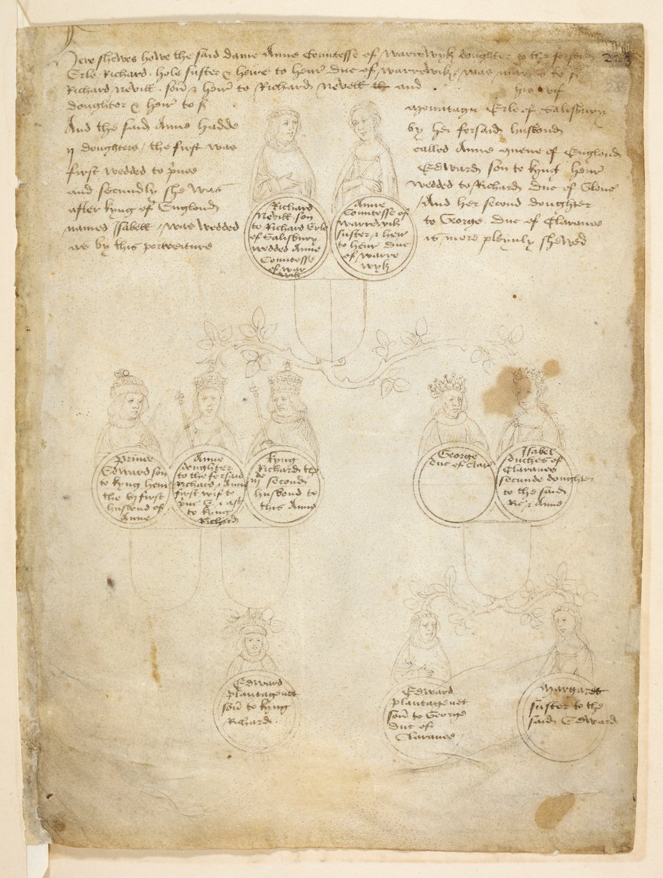 Bavlna Julius E. IV, art. 6, f.28, Potomci hraběnky Anny z Warwicku, z The 