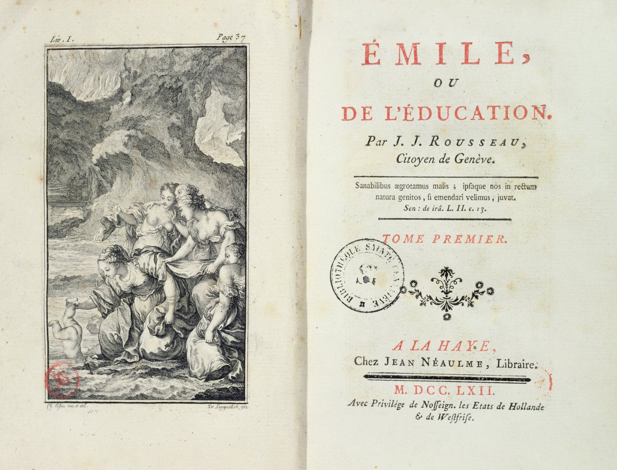 Frontispis pro Emila od Jean-Jacques Rousseau, 1762 od Netherlandish School