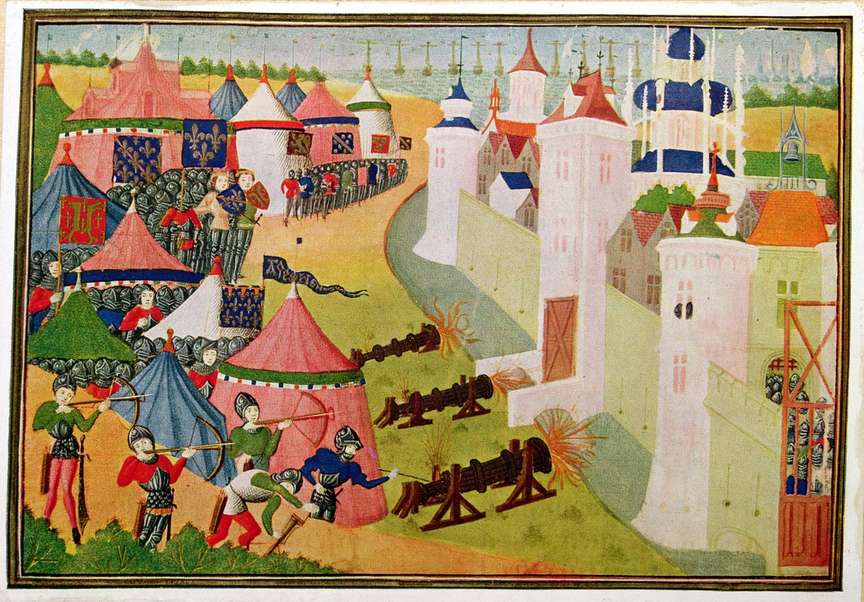 Harl 4379 f.83v Útok na pirátskou pevnost v severní Africe (Mahedia) z 