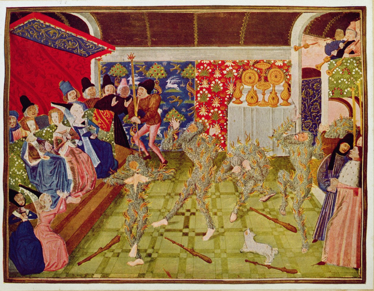 Harl 4380 fol. 1 The Bal des Ardents, 28. ledna 1393, z 