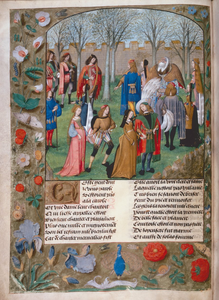 Harl 4425 f.14v The Carolle in the Garden, od 