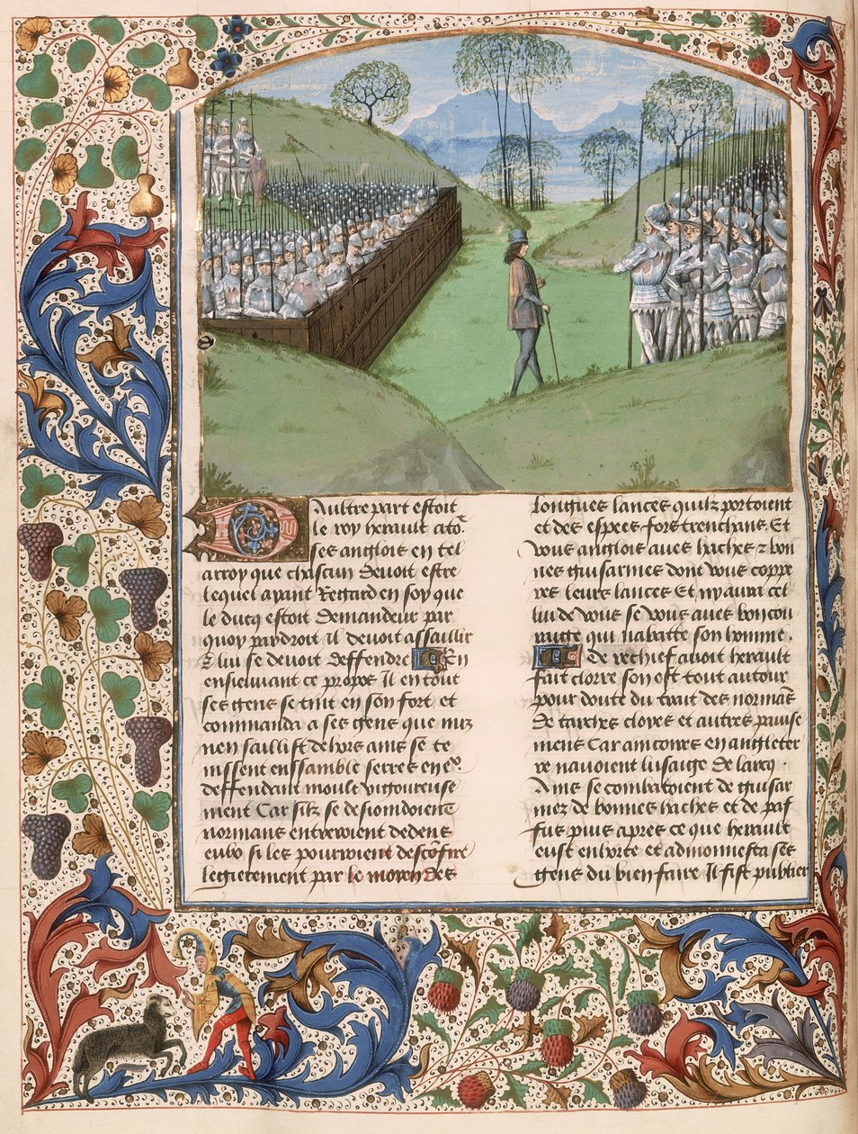 MS Royal 15 E.IV fol.231v Saská palisáda v bitvě u Hastingsu (1066) z 
