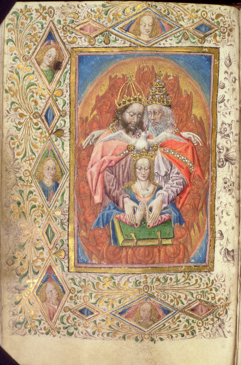 Ms 137 f.138v Trojice s Pannou, z hodin věčné moudrosti, kolem 1470-80 od Netherlandish School