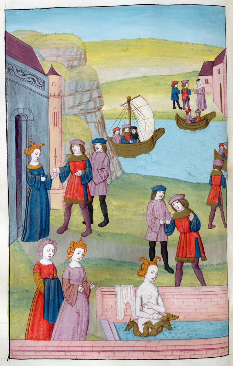 Ms 324 f.137 v. Scylla odmítá Glauka, Circes lektvar lásky deformuje Scyllu, z Metamorphoses 14 od Ovidia, 1479 od Netherlandish School