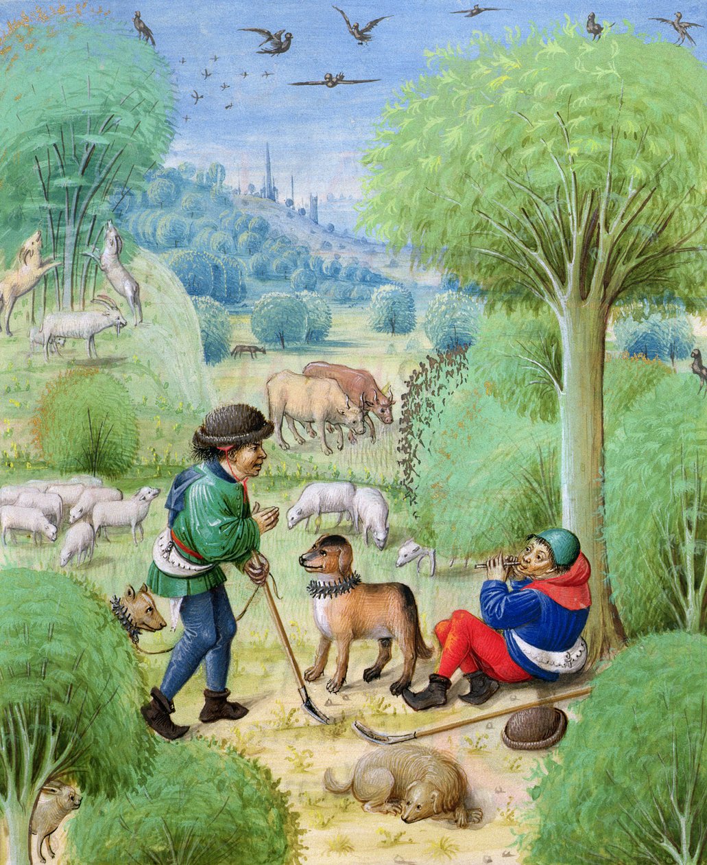paní 324 f.9 r. Pastorační scéna, z Eklog od Virgila, 1472-73 od Netherlandish School