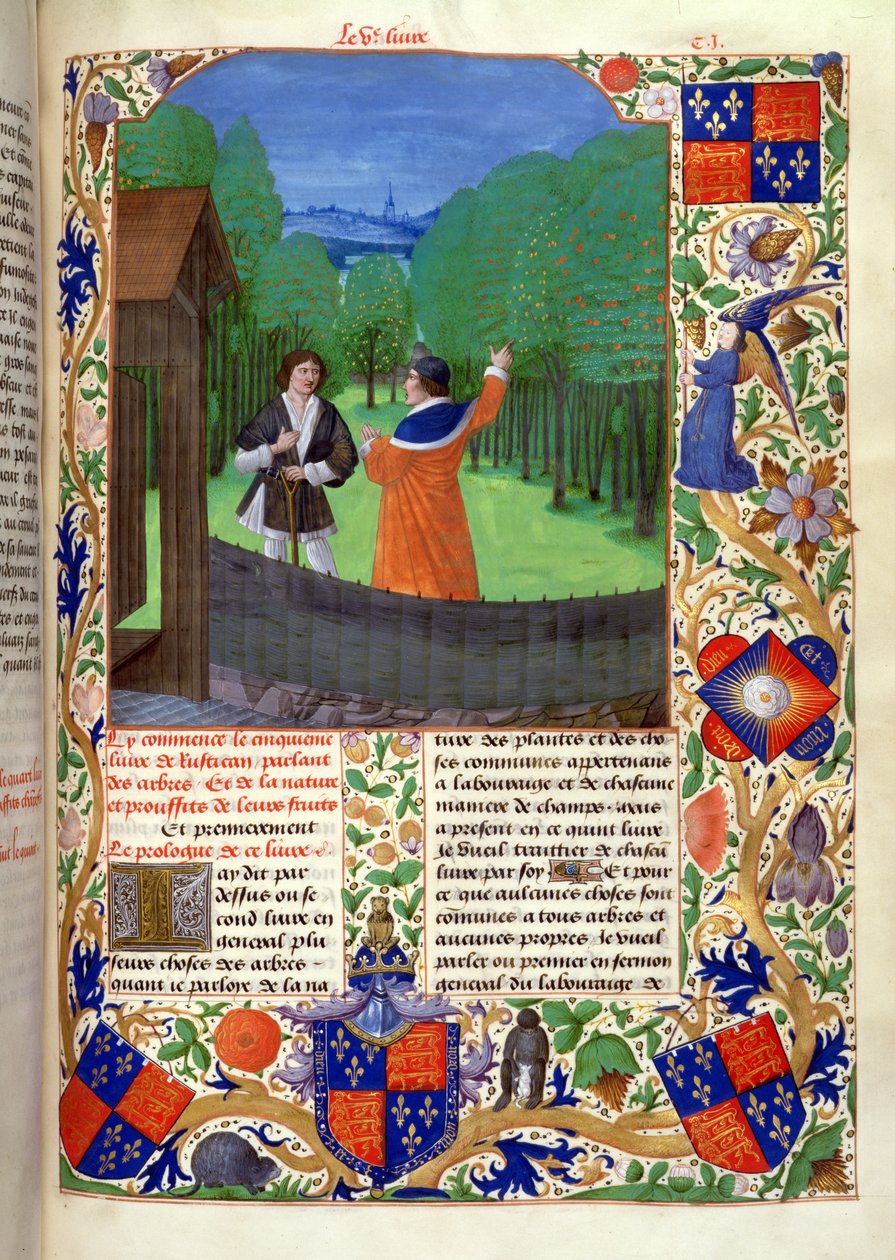 Roy 14 E VI f.110 Autorské projevy zahradníkovi v sadu, z 