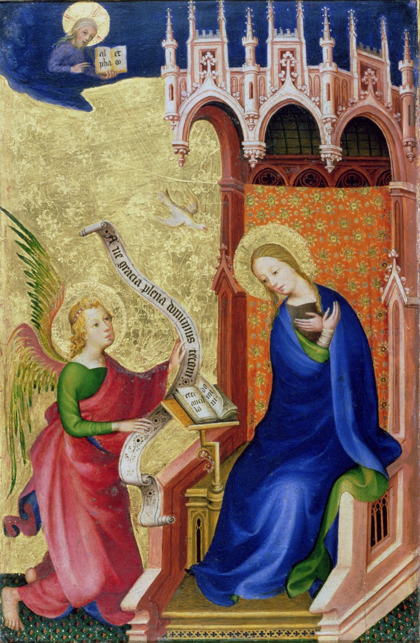 Zvěstování, ze skládacího oltářního obrazu, cca 1400 (tempera a plátkové zlato na panelu) od Netherlandish School