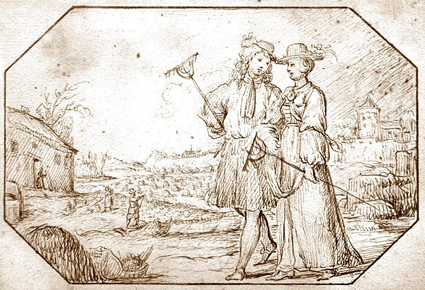 The Four Seasons: Spring - Hoeing, c.1675 (pero a sépiový inkoust na papíře) od Netherlandish School