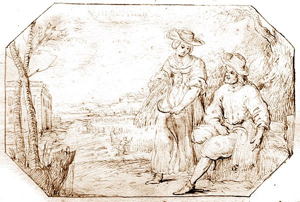 The Four Seasons: Summer - Reaping, cca 1675 (pero a sépiový inkoust na papíře) od Netherlandish School