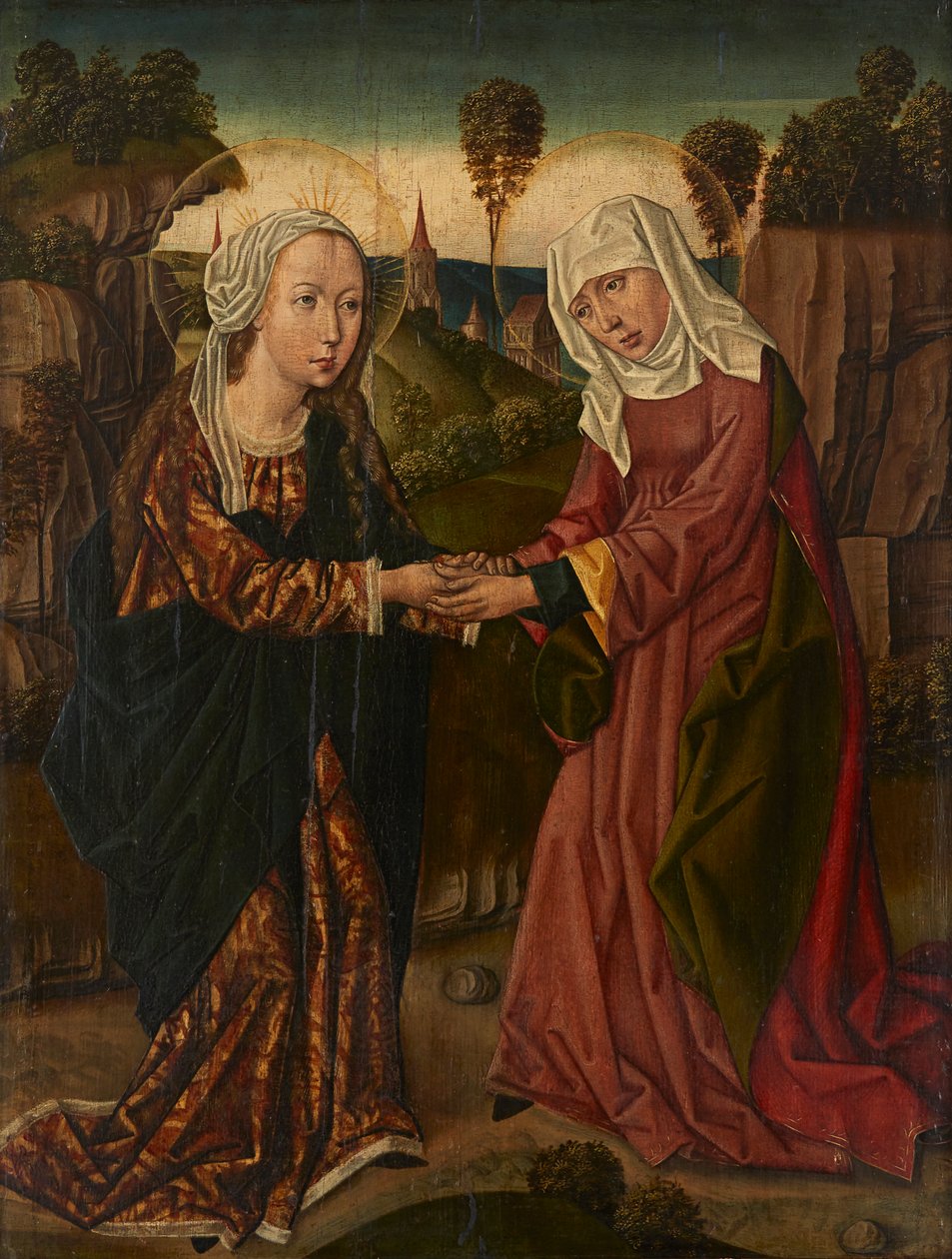 Panna a svatá Alžběta (olej na desce) od Netherlandish School
