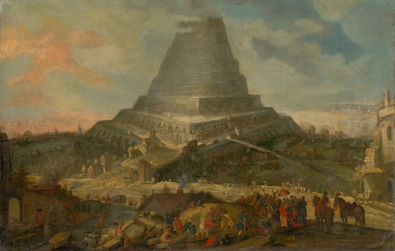 Babylonská věž, 1610-25 od Netherlandish School
