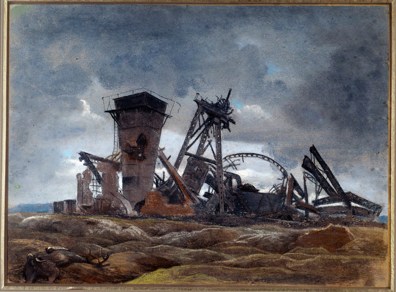 „Důlní studna“ 1915 (akvarel) od Neville Stephen Lytton