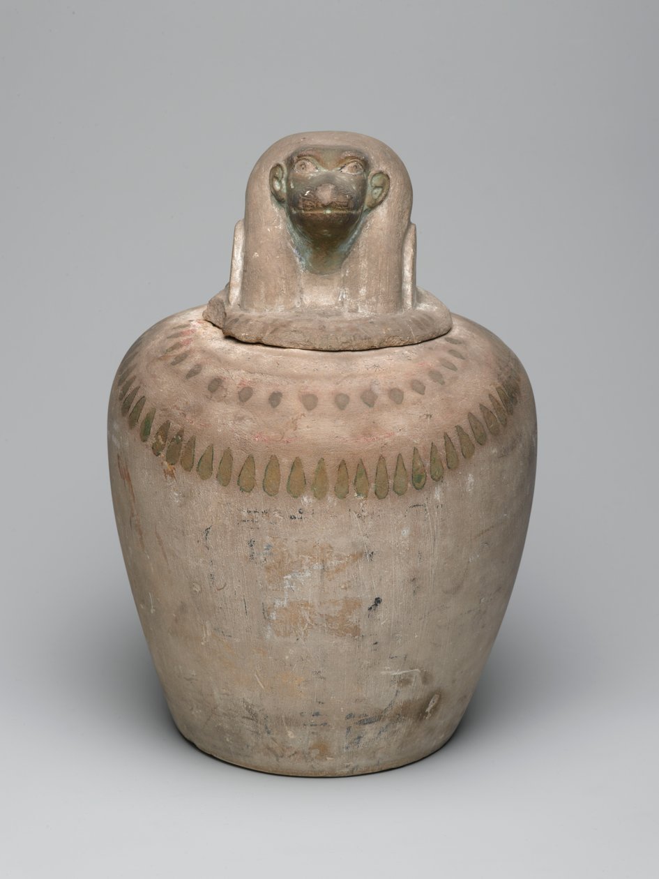 Canopic sklenice (vápenec) od New Kingdom Egyptian