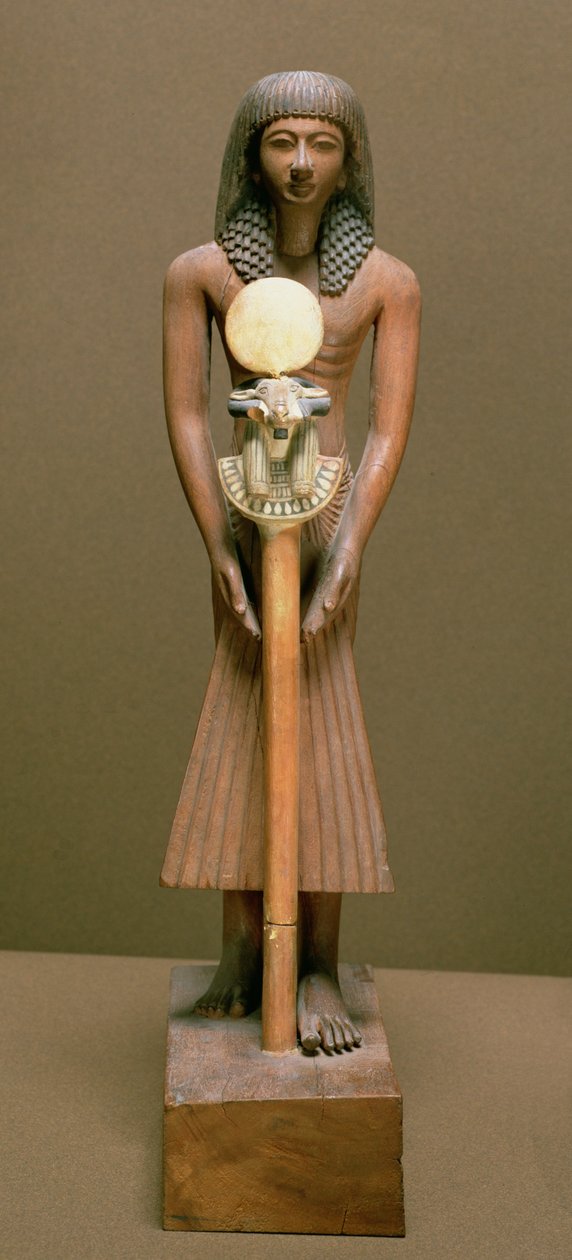 Standardní nosič se standardem s hlavou berana (kariobové dřevo) od New Kingdom Egyptian