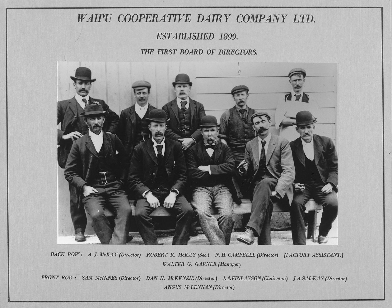 První správní rada ve Waipu Cooperative Dairy Company, 1899 od New Zealander Photographer