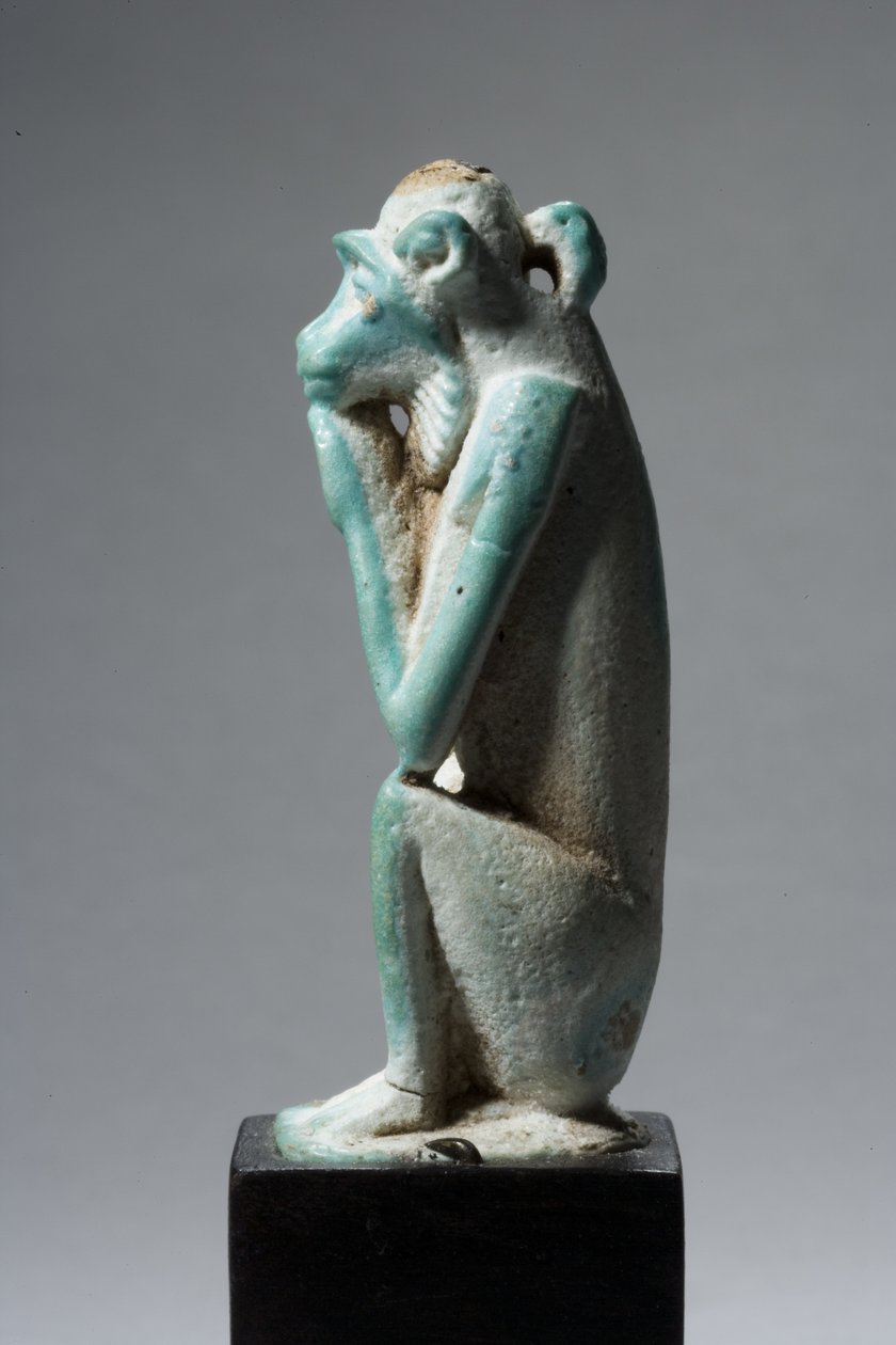 Amulet opice, 18.-19. dynastie, 1540-1186 (fajáns) (viz také 270369) od New Kingdom Egyptian