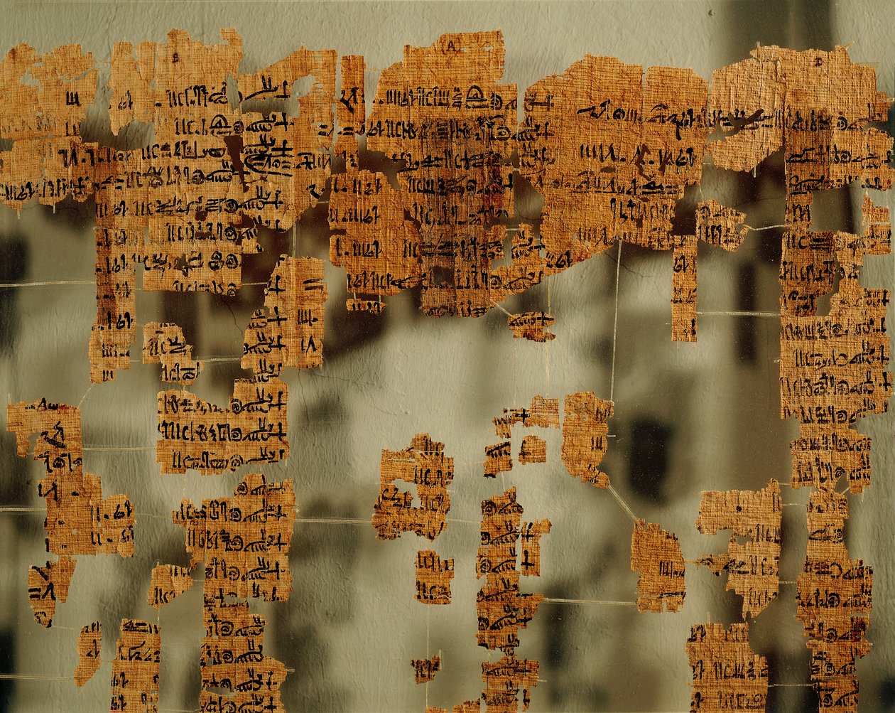 Fragmenty papyru krále nebo královského kánonu (papyrus) od New Kingdom Egyptian