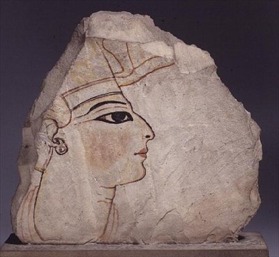 Ostracon s profilem krále (vápenec) od New Kingdom Egyptian