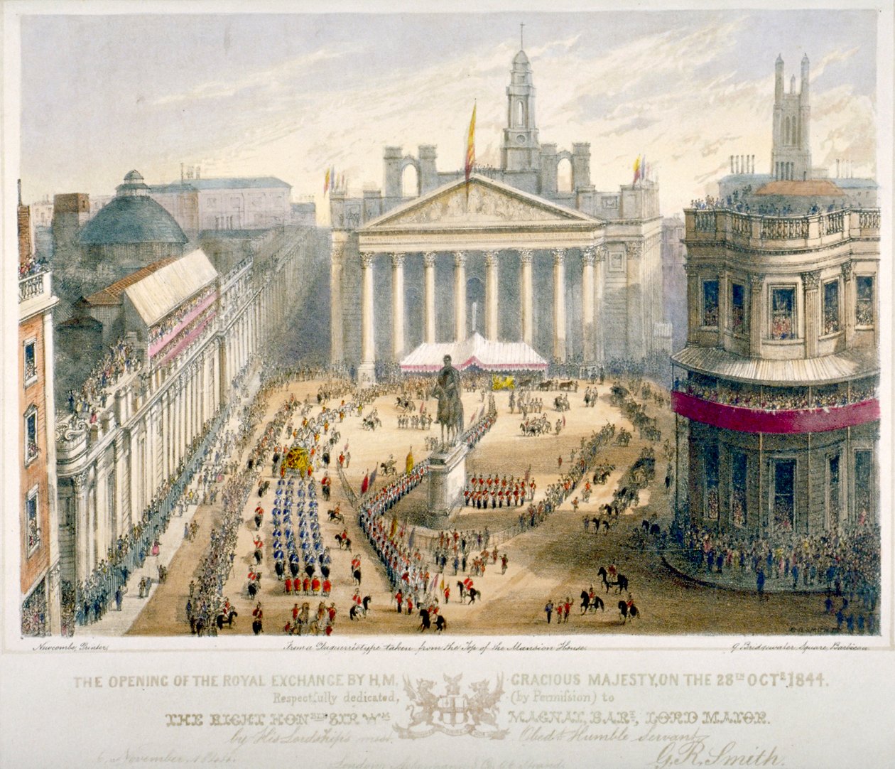 Otevření Royal Exchange, City of London, 1844. od Newcombe