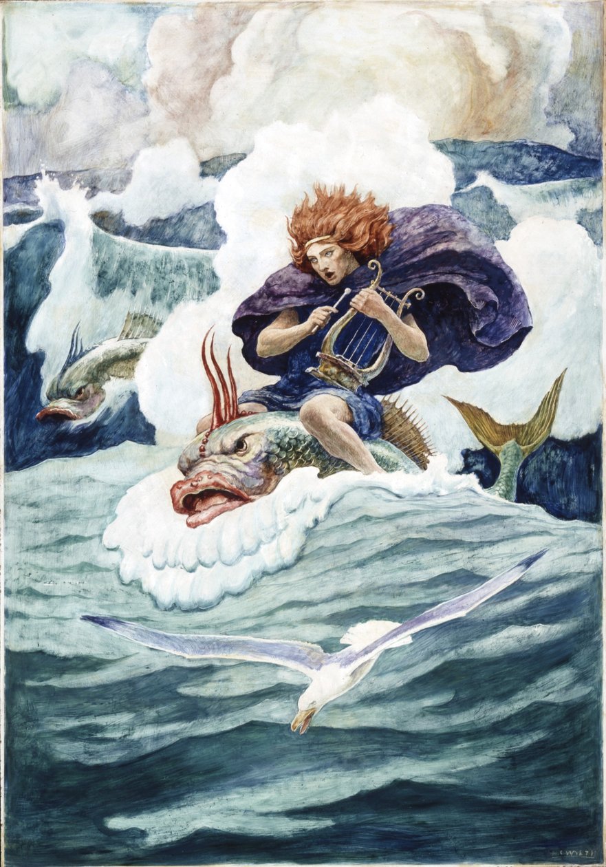 Arion a delfín, 1938 (olej na renesanční desce) od Newell Convers Wyeth
