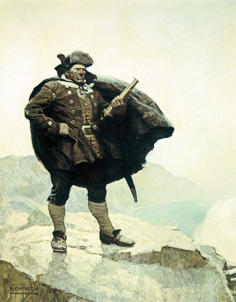 Billy Bones, ilustrace z románu Ostrov pokladů, Robert Louis Stevenson, 1883 od Newell Convers Wyeth