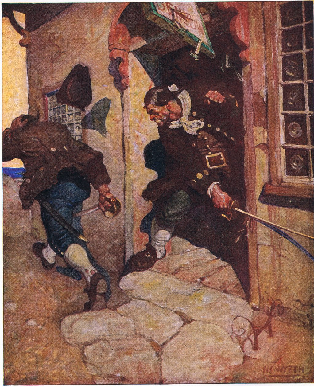 Kapitán Bones porazil Černého psa: Poslední třesoucí se řez by ho rozdělil, kdyby ho nezachytil náš velký vývěsní štít od Newell Convers Wyeth