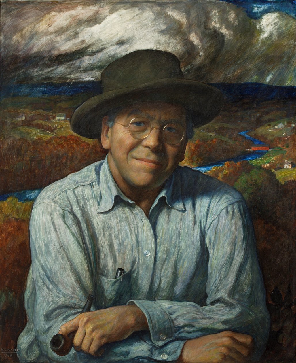 Autoportrét, 1940 (tempera na gessoed panelu) od Newell Convers Wyeth