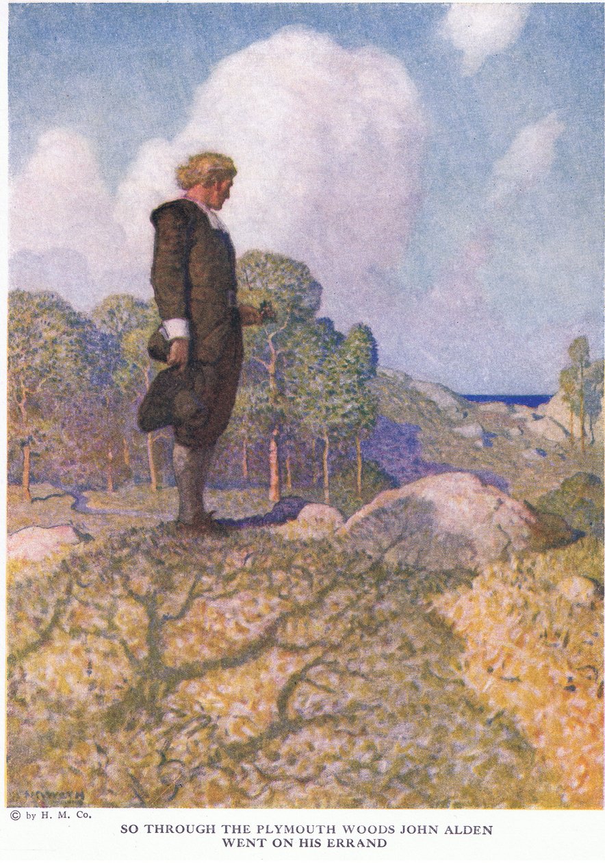 A tak se John Alden vydal plymouthským lesem na svou pochůzku od Newell Convers Wyeth