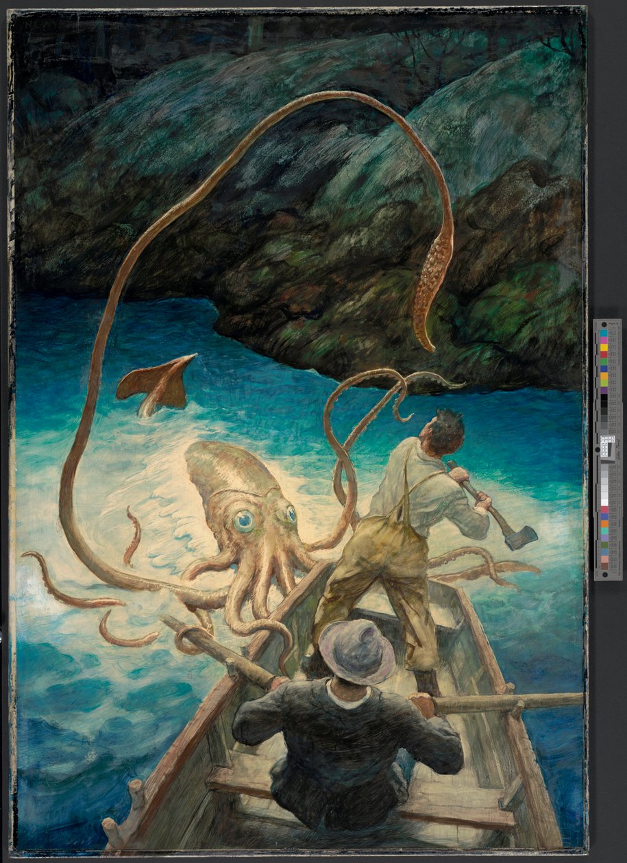 Dobrodružství velké chobotnice, cca 1930-40 (olej) od Newell Convers Wyeth