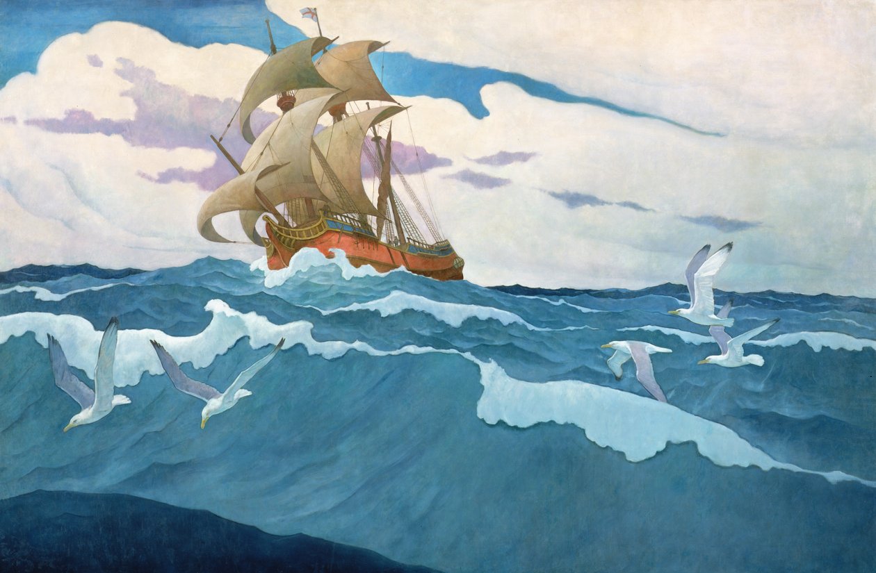 The Coming of the Mayflower v roce 1620, 1941 od Newell Convers Wyeth