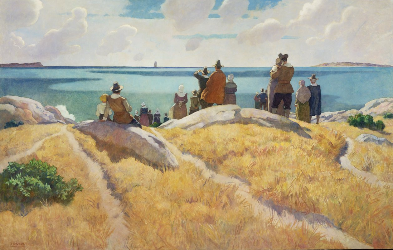 Odjezd Mayflower do Anglie v roce 1621, 1941 od Newell Convers Wyeth