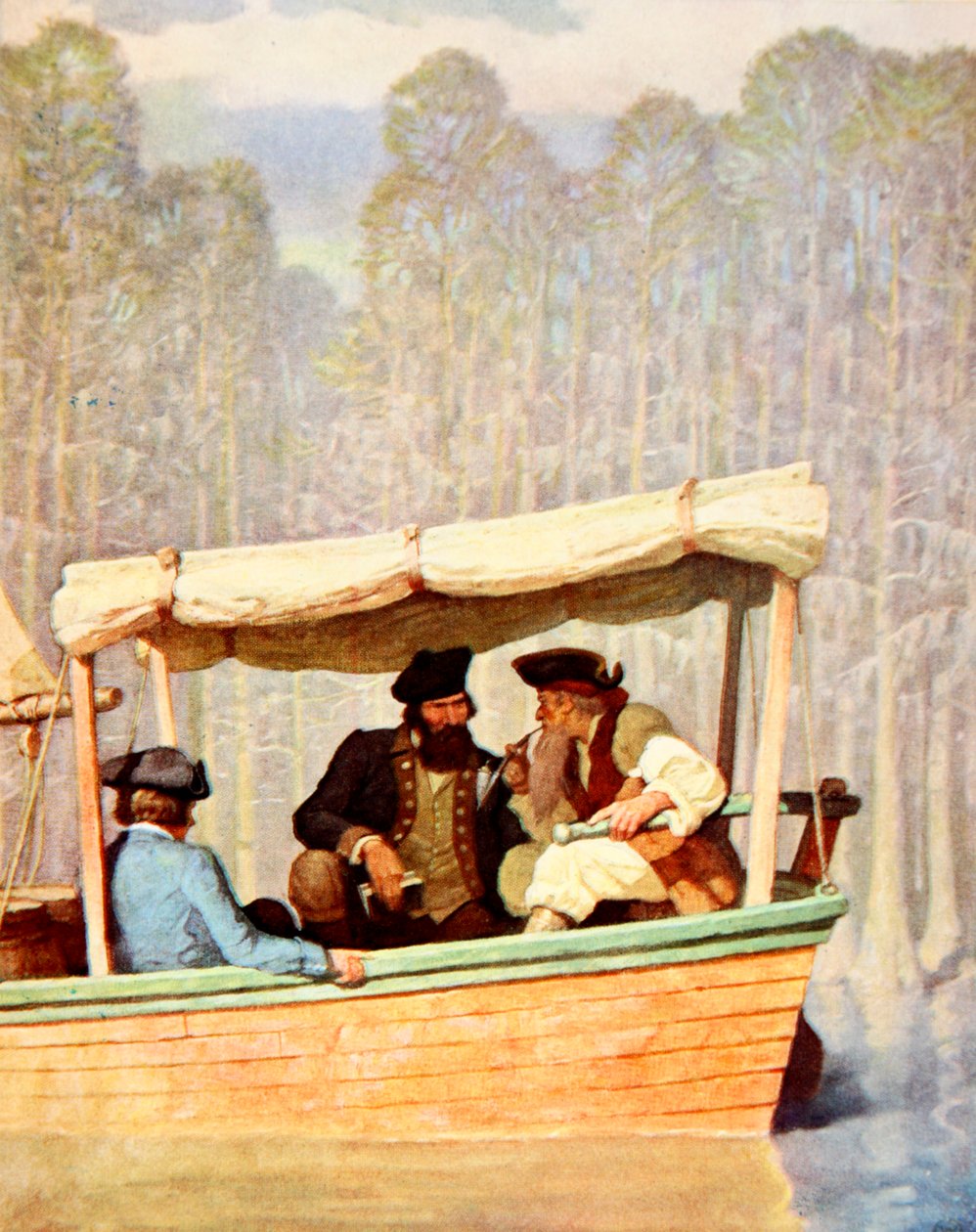 Kapitán Flood na schůzce v řezačce (barva litho) od Newell Convers (after) Wyeth