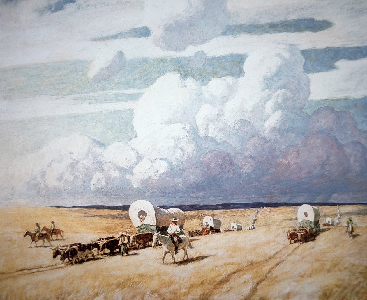 Kryté vozy mířící na západ (olej na plátně) od Newell Convers Wyeth