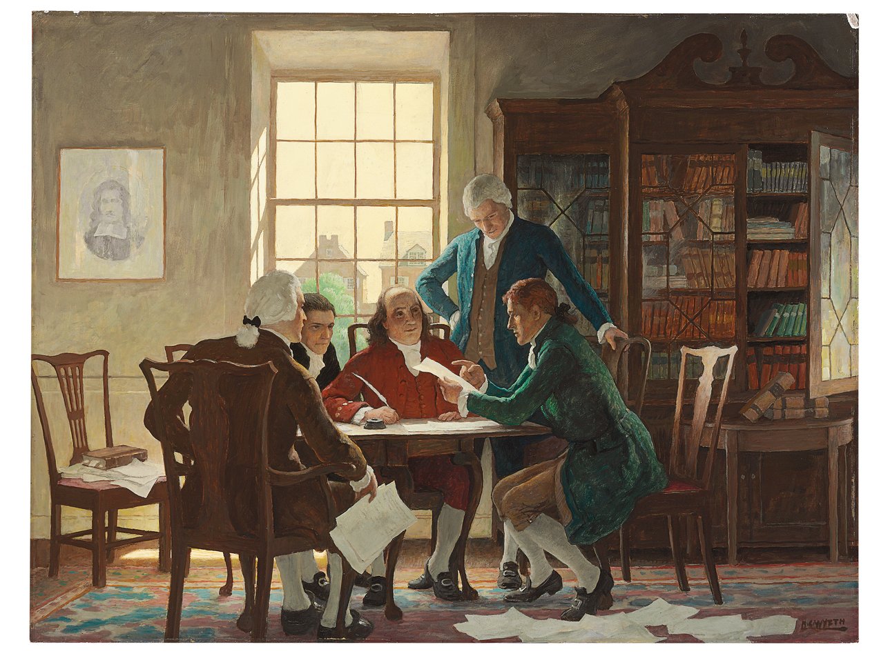 Vypracování deklarace nezávislosti v roce 1776 od Newell Convers Wyeth