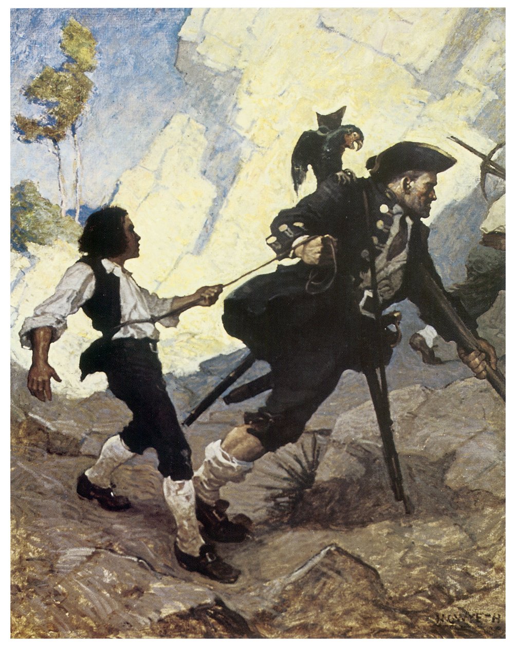 Ilustrace z roku 1911 od Newell Convers Wyeth (1882-1945) pro román „L