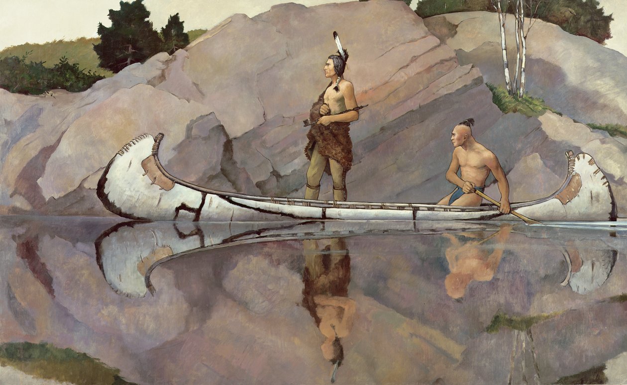 Indiáni na kánoi od Newell Convers Wyeth