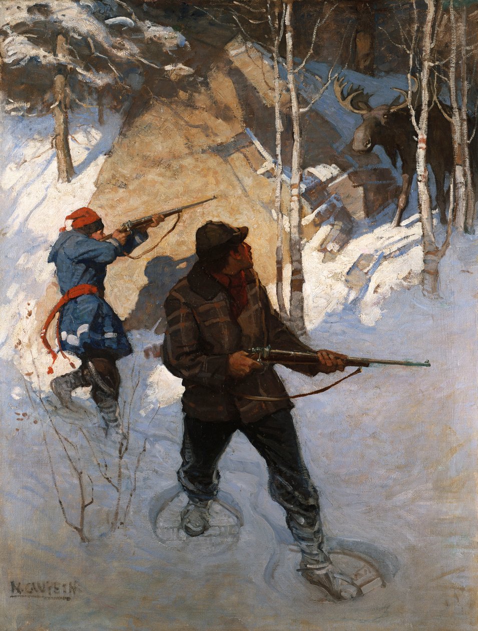 Lov losů (olej na plátně) od Newell Convers Wyeth
