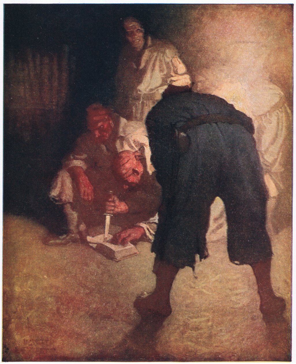 Černá skvrna: Asi v polovině svahu k opevnění byli shromážděni ve skupině od Newell Convers Wyeth