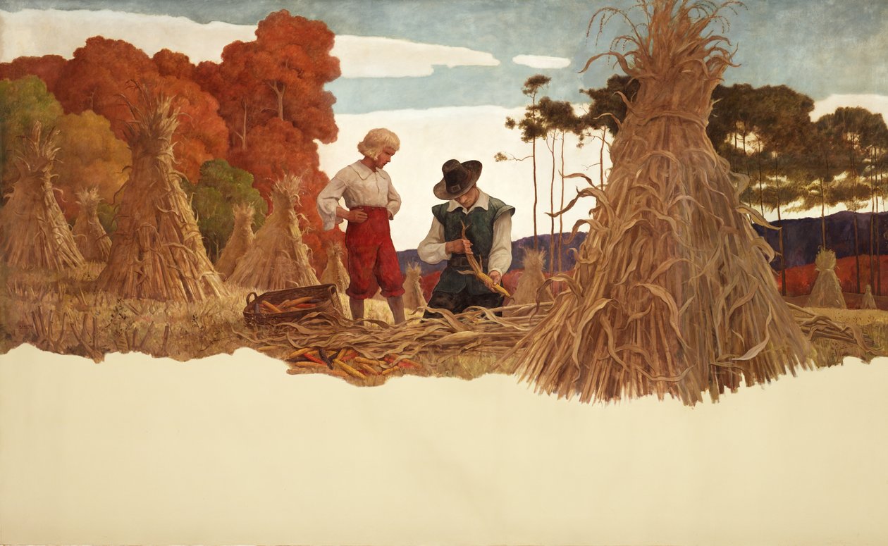 Puritan Corn Husker, 1941 od Newell Convers Wyeth