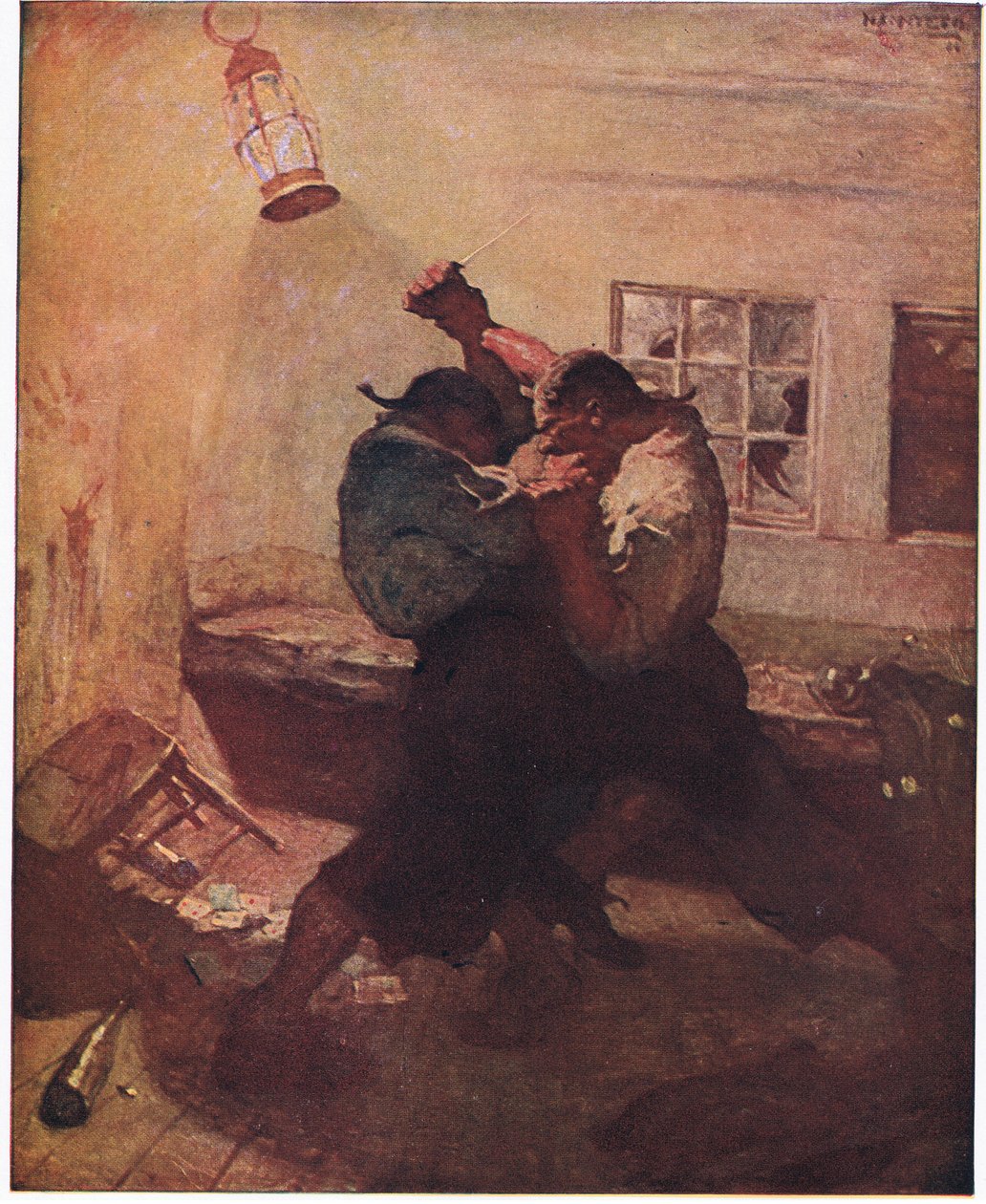 Boj v jeskyni: Ukázal mi ruce a jeho společníka spojené ve smrtícím zápase od Newell Convers Wyeth