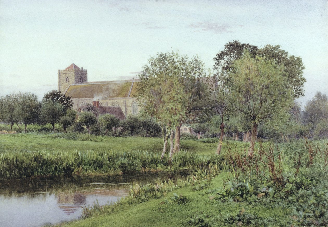 Dorchester Abbey, poblíž Wallingford, podzimní večer od Newton Bennett