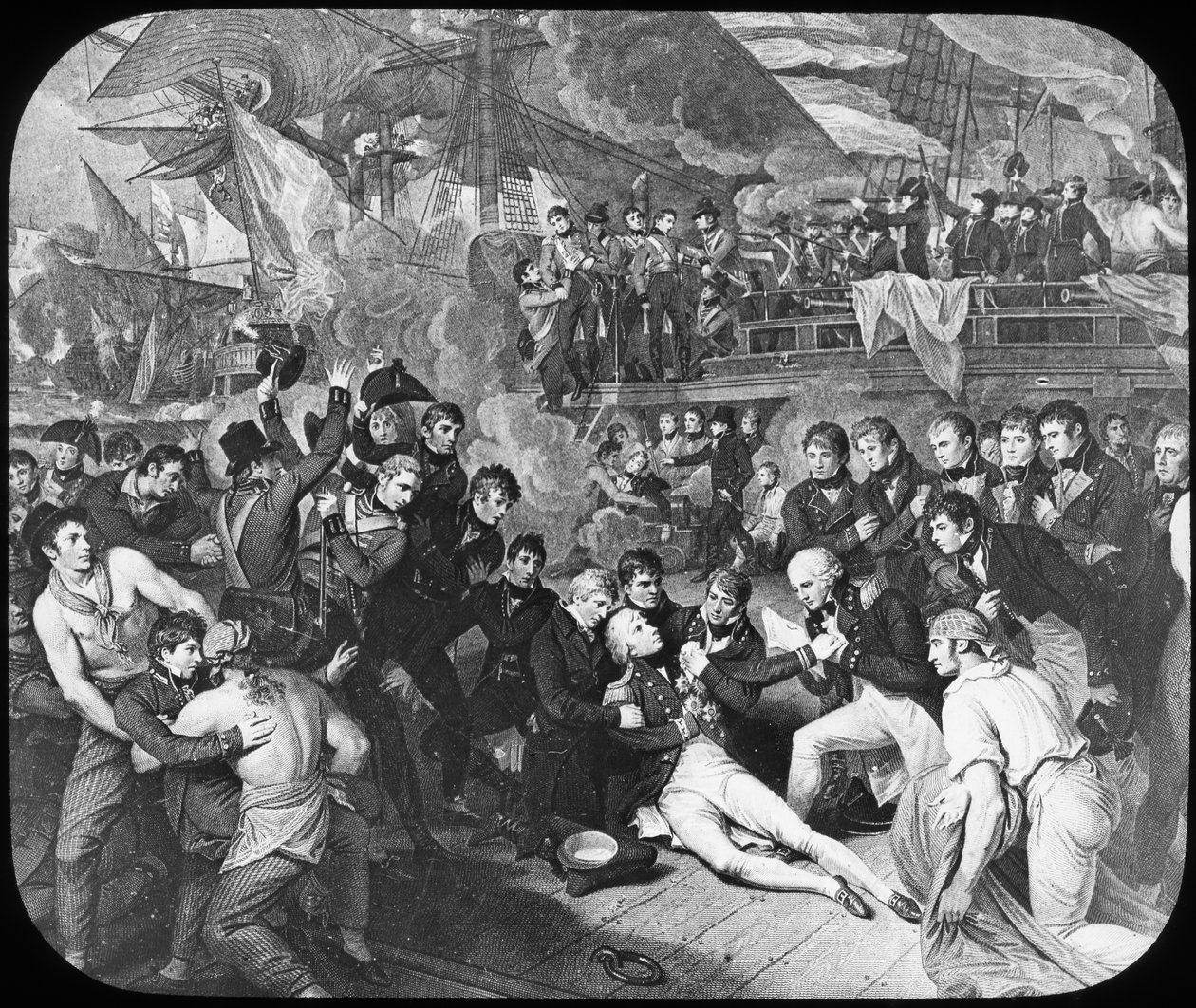 Admirál Lord Nelson zraněn v bitvě u Trafalgaru, 1805 od Newton and Co
