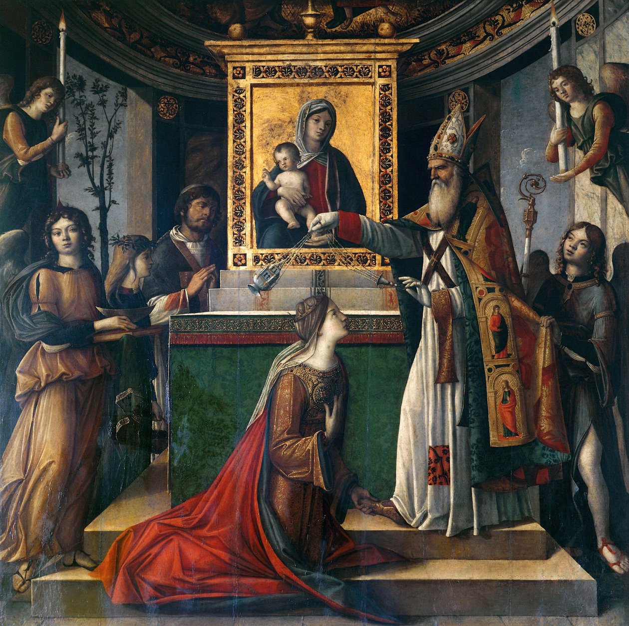 Svatý Jan Evangelista se zjevuje císařovně Galle Placidii, asi 1490-1510. od Niccolò Rondinelli
