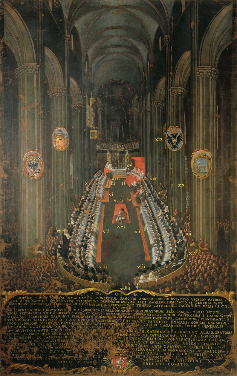 Závěrečné zasedání tridentského koncilu v roce 1563, 1563 od Niccolo Dorigati