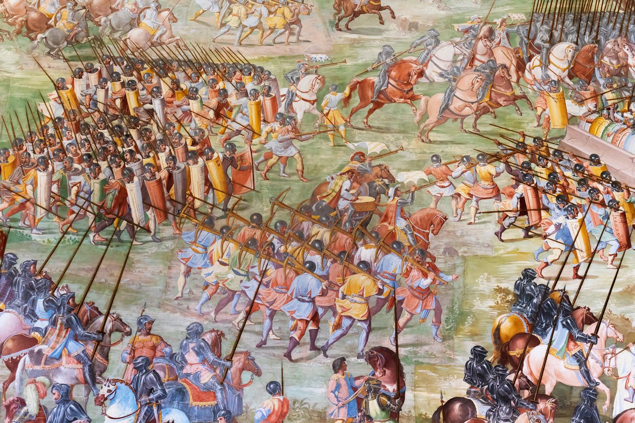 Detail fresky v sále bitev bitvy z roku 1431 u La Higueruela od Niccolo Granello