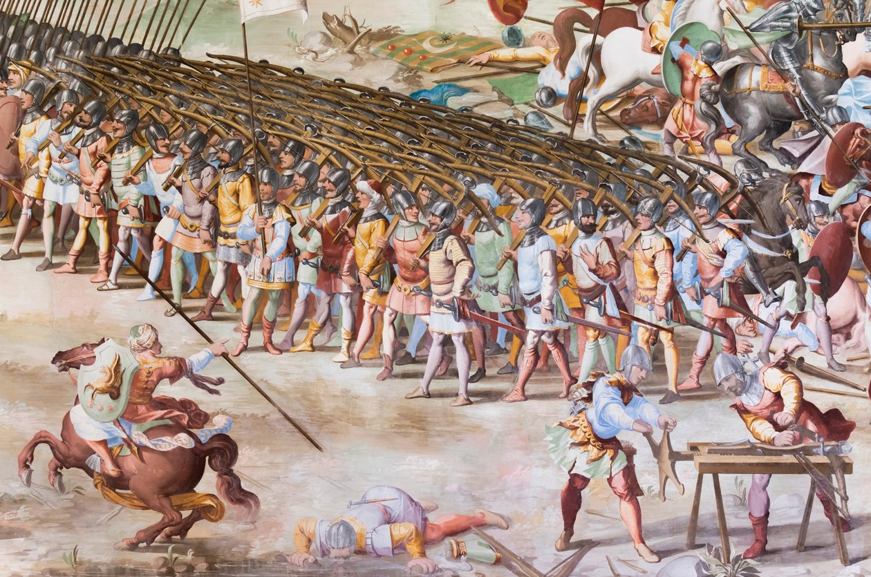 Detail fresky v sále bitev bitvy z roku 1431 u La Higueruela od Niccolo Granello