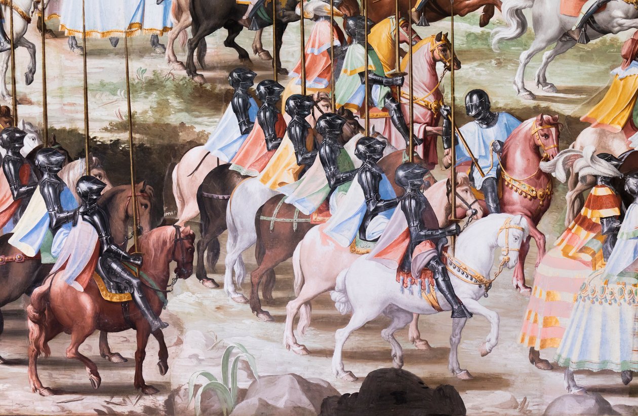 Detail fresky v sále bitev bitvy z roku 1431 u La Higueruela od Niccolo Granello
