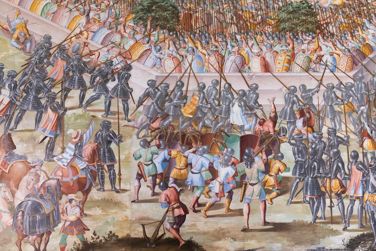 Detail fresky v sále bitev bitvy z roku 1431 u La Higueruela od Niccolo Granello