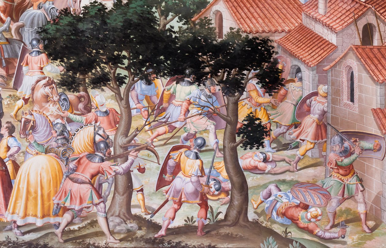 Detail fresky v sále bitev bitvy z roku 1431 u La Higueruela od Niccolo Granello